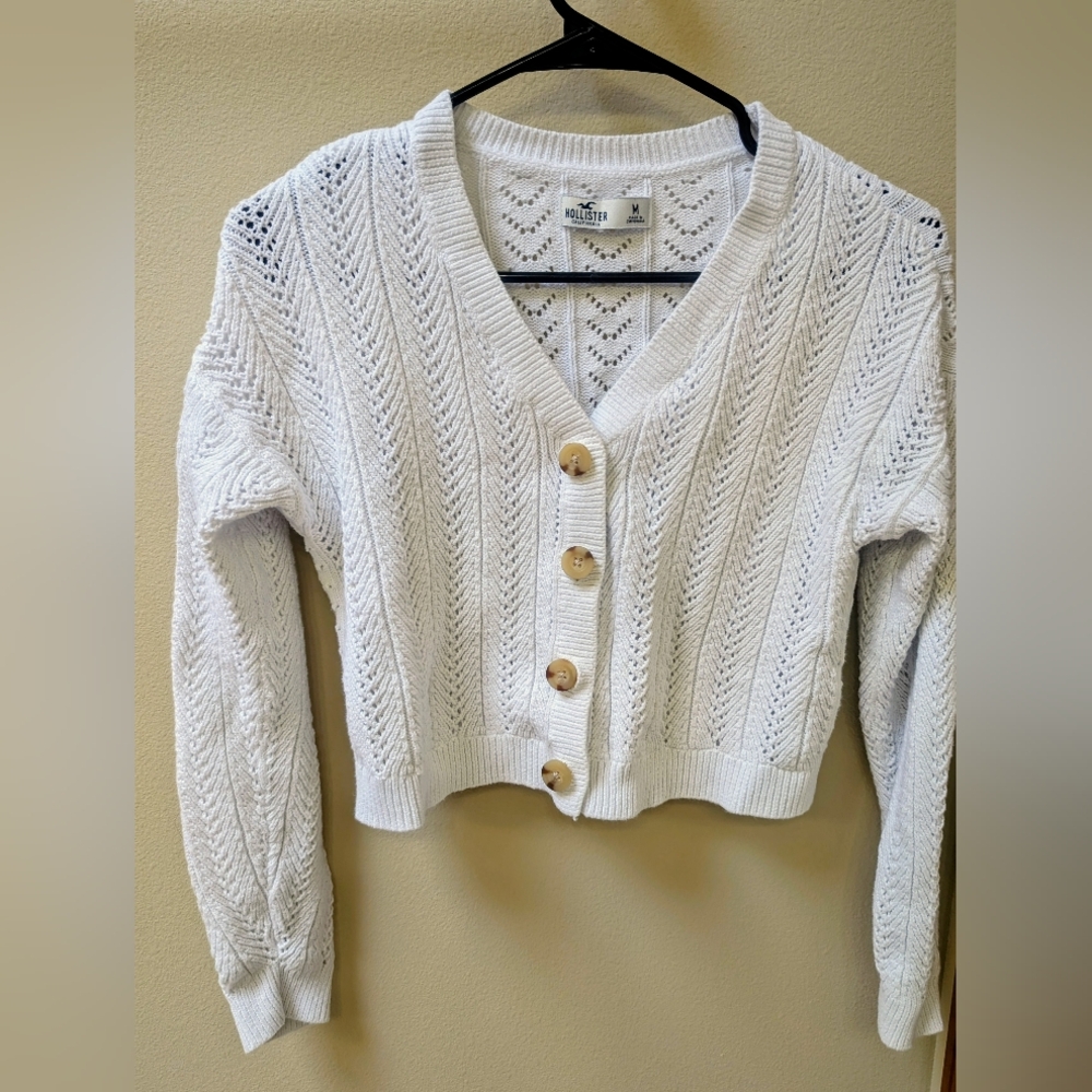 Hollister Women's Cream Button-Up Cardigan